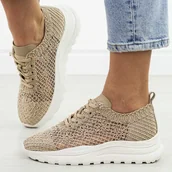 Półbuty damskie - Beżowe przewiewne półbuty damskie Vinceza 66726 - miniaturka - grafika 1