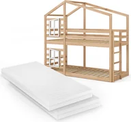 Łóżka dla dzieci i młodzieży - Vitalispa Łóżko piętrowe Maja, 90x200 cm z 2 materacami, Naturalne drewno - miniaturka - grafika 1