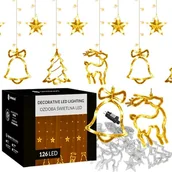 Oświetlenie świąteczne - Kurtyna świetlna 126 Led gwiazdki lampki choinkowe z programatorem sople biały ciepły - miniaturka - grafika 1