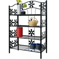 Regały - Regał metalowy Na kwiaty Czarny mat 60x30x90cm - miniaturka - grafika 1