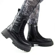 Botki damskie - BIG STAR OO274A254 Workery damskie skórzane botki ocieplane - miniaturka - grafika 1