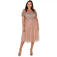 Sukienki - Maya Deluxe Maya Berry Embellished Halter Neck Maxi Sukienka dla druhny, Blush, 54, Szarobrązowy rumieniec, 52 - miniaturka - grafika 1