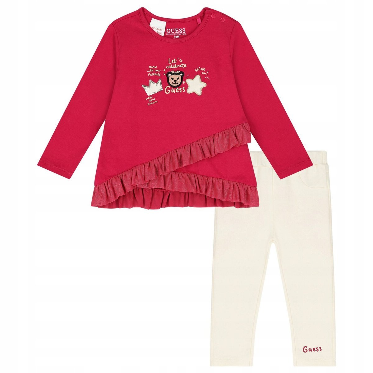 GUESS ECRU LEGGINSY DZIEWCZĘCE Z NADRUKIEM LOGO 76-82 GŁA