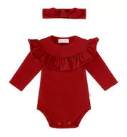 Body dla niemowląt - Zestaw body z falbanką i opaska z supełkiem, czerwony - 68 - miniaturka - grafika 1