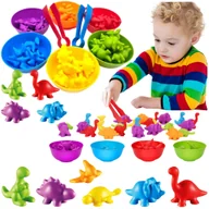 Układanki dla dzieci - Nauka kolorów liczenia MONTESSORI SORTER EDUKACYJNY dla dzieci DINOZAURY - miniaturka - grafika 1