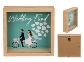 Skarbonki - Skarbonka OUT OF THE BLUE zbiórka na ślub (Wedding Fund), brązowo-zielona, 20 x 20 x 5 cm - miniaturka - grafika 1