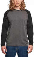 Koszulki męskie - Build Your Brand Męski T-Shirt Contrast Raglan Longsleeve Charcoal/Black S, grafit/czarny (Charcoal/Black), S - miniaturka - grafika 1