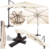 Parasole ogrodowe - Parasol ogrodowy wiszący na balkon i taras 440 cm z pokrowcem ecru - miniaturka - grafika 1