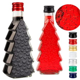 5x BUTELKA ŚWIĄTECZNA CHOINKA TŁOCZONA W SERCA NA NALEWKI WINO 250ML - Domowy wyrób alkoholu - miniaturka - grafika 1
