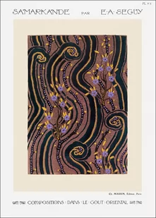 Art Deco Flower pattern pochoir print in oriental style, E. A. Séguy -  plakat Wymiar do wyboru: 30x40 cm - Plakaty - miniaturka - grafika 1