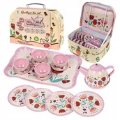 Zabawy w naśladowanie dorosłych - Metalowy Serwis Herbaciany Dla Dzieci Zestaw Do Kawy Filiżanki + Kuferek - miniaturka - grafika 1