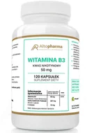 Witaminy i minerały - ALTO PHARMA Niacyna Witamina B3 PP 50mg (Kwas nikotynowy) 120 Kapsułek wegańskich - miniaturka - grafika 1