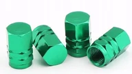 Akcesoria motoryzacyjne - Nakrętki aluminiowe na wentyle zielone zaworki alu 4 sztuki wentylki - miniaturka - grafika 1