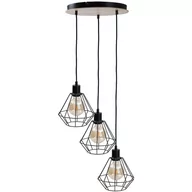 Lampy sufitowe - KET Industrialna LAMPA wisząca druciana OPRAWA metalowy ZWIS kaskada czarna drewno KET566 - miniaturka - grafika 1