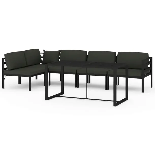 Aluminiowy zestaw wypoczynkowy antracytowy, modułowy, stół 120x60x66 cm,