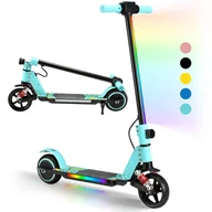 Hulajnogi elektryczne - SIMATE S5 Składana hulajnoga elektryczna dla dzieci, przednie koło 6,3 cala, 14 km/h, 130 W, maks. 70 kg, wyświetlacz LED, od 6 lat, błękitny - miniaturka - grafika 1