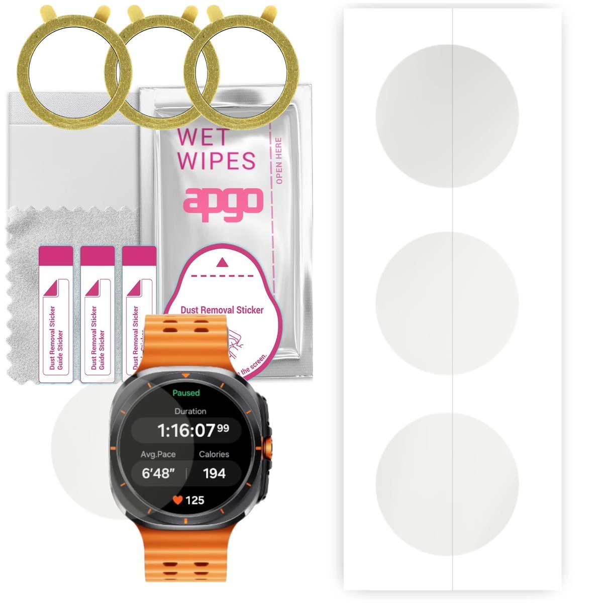 3x Folia ochronna hydrożelowa MATOWA do Samsung Galaxy Watch Ultra - apgo Smartwatch Hydrogel MATTE Protection Ochrona na ekran smartwatcha