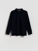 Bluzki dla chłopców - Reserved - Bawełniany longsleeve polo - granatowy - miniaturka - grafika 1