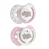 Smoczki uspokajające - Lovi smoczek sylikonowy dynamiczny 6018m-cy 2szt Night&amp;Day Girl HIppo - miniaturka - grafika 1