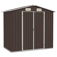 Altany ogrodowe - vidaXL Szopa ogrodowa, brązowa, 205x129x183 cm, stal galwanizowana - miniaturka - grafika 1