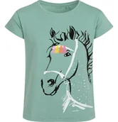 Bluzki dla dziewczynek - T-shirt z krótkim rękawem dla dziewczynki, z jednorożcem, zielony 3-8 lat - miniaturka - grafika 1