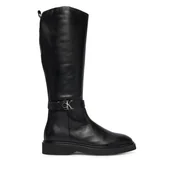 Kozaki damskie - Kozaki Calvin Klein Knee Boot W/ Metal Logo HW0HW02665 Czarny - miniaturka - grafika 1