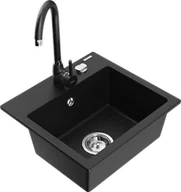 Zlewozmywaki z baterią - Mexen Milo zlewozmywak granitowy 1-komorowy z baterią kuchenną Telma, czarny - 6505-77-670200-70 - miniaturka - grafika 1