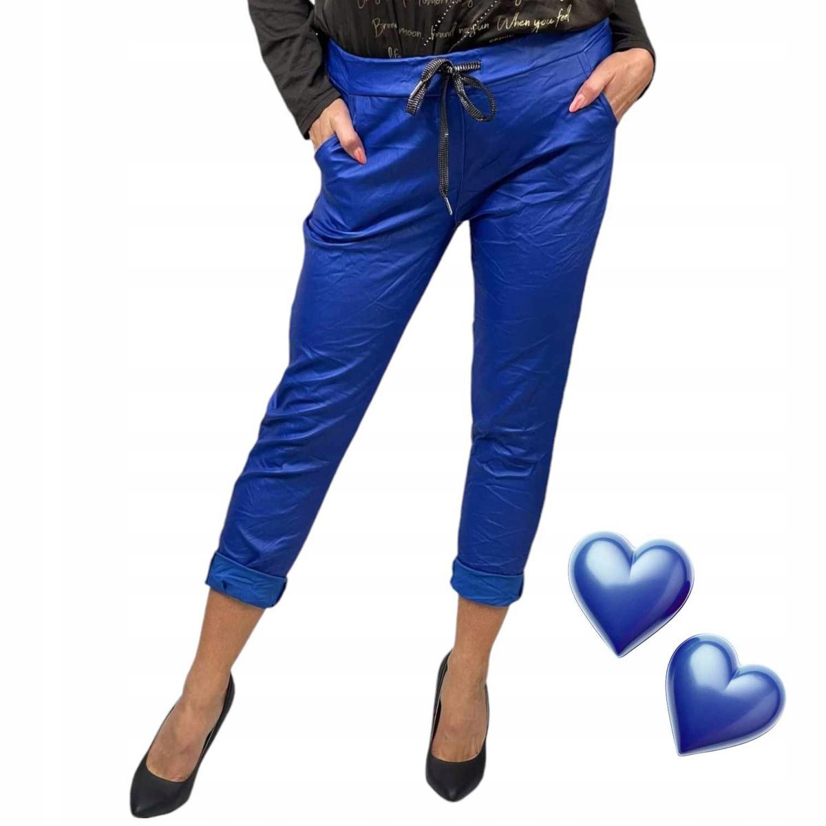 Spodnie gnieciuchy lycra ECO skóra skórki 40 42 L XL CHABER MATOWE