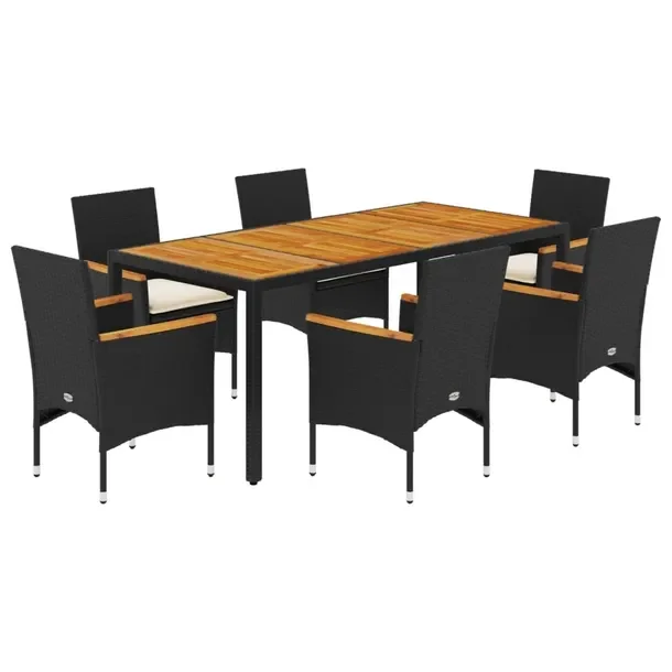 Zestaw mebli ogrodowych rattan PE czarny 190x90x75 cm