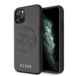 Guess Saffiano 4G Circle Logo - Etui iPhone 11 Pro czarny - Etui i futerały do telefonów - miniaturka - grafika 1