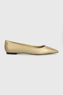 Baleriny - Tommy Hilfiger baleriny skórzane GOLD POINTED BALLERINA kolor złoty  FW0FW07883 - miniaturka - grafika 1