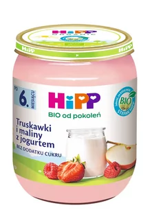 Hipp Deserek BIO - truskawki i maliny z jogurtem - bez glutenu - Desery dla dzieci - miniaturka - grafika 1