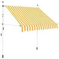 Markizy - vidaXL Markiza zwijana ręcznie, 150 cm, żółto-białe pasy - miniaturka - grafika 1