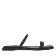 Klapki i japonki damskie - Klapki Calvin Klein Flat Sandal Squared 2-Bar Lth HW0HW02532 Czarny - miniaturka - grafika 1