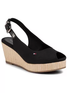 Tommy Hilfiger Espadryle Iconic Elba Sling Back Wedge FW0FW04788 Czarny - Espadryle damskie - miniaturka - grafika 1