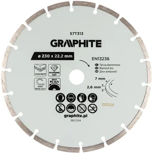 Graphite Tarcza diamentowa do cięcia segmentowa, 230 x 22.2 mm, na sucho - Tarcze do pił - miniaturka - grafika 1