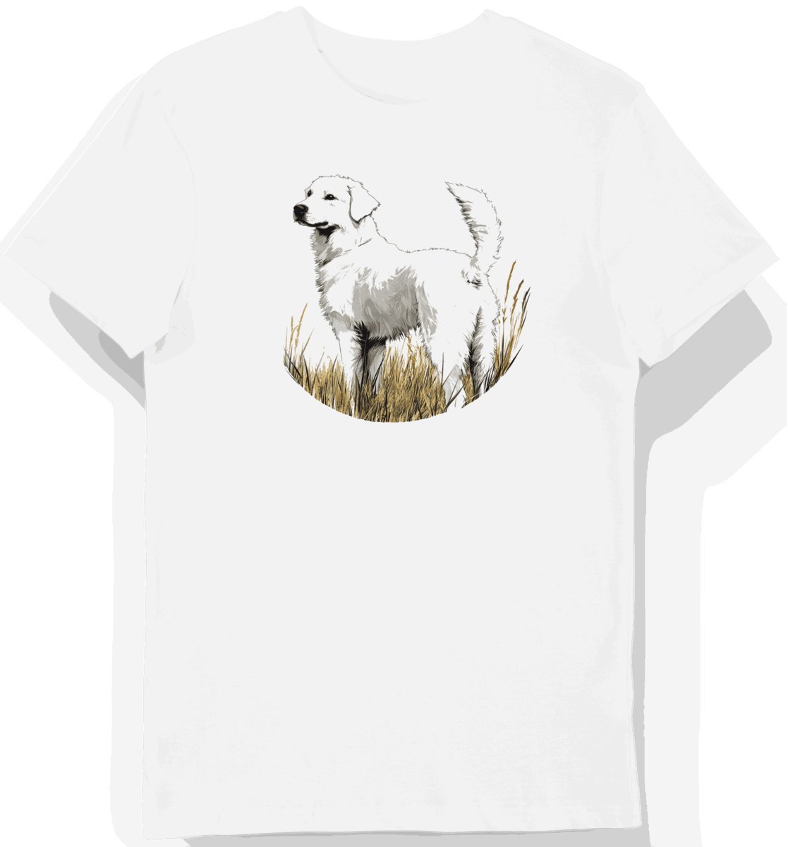 Koszulka męska biała z motywem eleganckiego psa Kuvasz 3XL