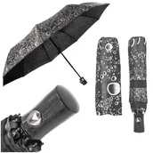 Parasole - Parasol czarny krople deszczu półautomat parasolka do torebki mocna - miniaturka - grafika 1