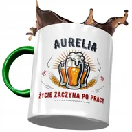 Kubki - Kubek Zielony Dla Aurelii Przyjaciółki Na Prezent z Nadrukiem ze Zdjęciem + Opakowanie na prezent (wzór 04) - miniaturka - grafika 1