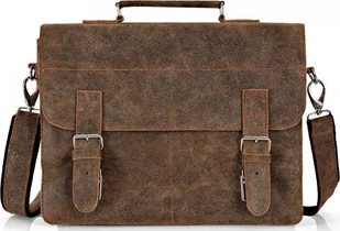 Solome BRĄZOWA SKÓRZANA TORBA LISTONOSZKA NA RAMIĘ SOLOME - Teczki i aktówki - miniaturka - grafika 1