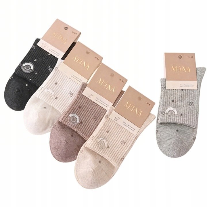 SKARPETKI BAWEŁNIANE DAMSKIE BEZUCISKOWE 5 PAR ROZMIAR 39-42