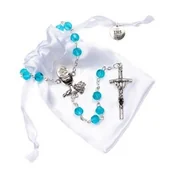 Pamiątka Pierwszej Komunii Świętej - Różaniec do Pierwszej Komunii szklany, zapinany - miniaturka - grafika 1