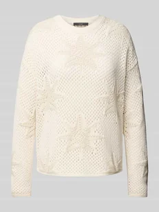 Sweter z dzianiny z prążkowanym, okrągłym dekoltem - Swetry damskie - miniaturka - grafika 1