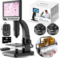 Mikroskopy i lupy - MIKROSKOP CYFROWY PROFESJONALNY 2000x 12MP 11LED EKRAN HD 7" 32GB MicroSD - miniaturka - grafika 1