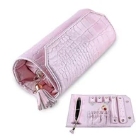 Biżuteria - akcesoria - Organizer na biżuterię w rolce, lekki organizer na biżuterię, organizer podróżny na biżuterię, przenośny organizer na biżuterię (romantyczny róż) - miniaturka - grafika 1