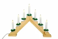 Oświetlenie świąteczne - Nexos Drewniany świecznik świąteczny 7 diod LED - lampki jak świece - miniaturka - grafika 1