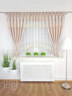 Firanka dekoracyjna z haftem-beżowa, firanki na taśmie, firana do salonu - Firany Firanka dekoracyjna z haftem-beżowa, firanki na taśmie, firana do salonu - Firany - miniaturka - grafika 1