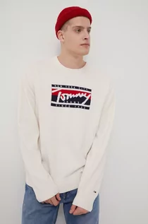 Swetry męskie - Tommy Jeans Tommy Jeans sweter męski kolor beżowy M;L;XL - grafika 1