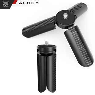 Uchwyt mini statyw na telefon aparat stojak podstawka regulowany obrotowy 360 Tripod selfie do zdjęć Alogy Czarny - Selfie stick - miniaturka - grafika 5
