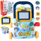 Chodziki - Chodzik Pchacz Znikopis Jeździk Interaktywny Stolik Edukacyjny Niebieski - miniaturka - grafika 1